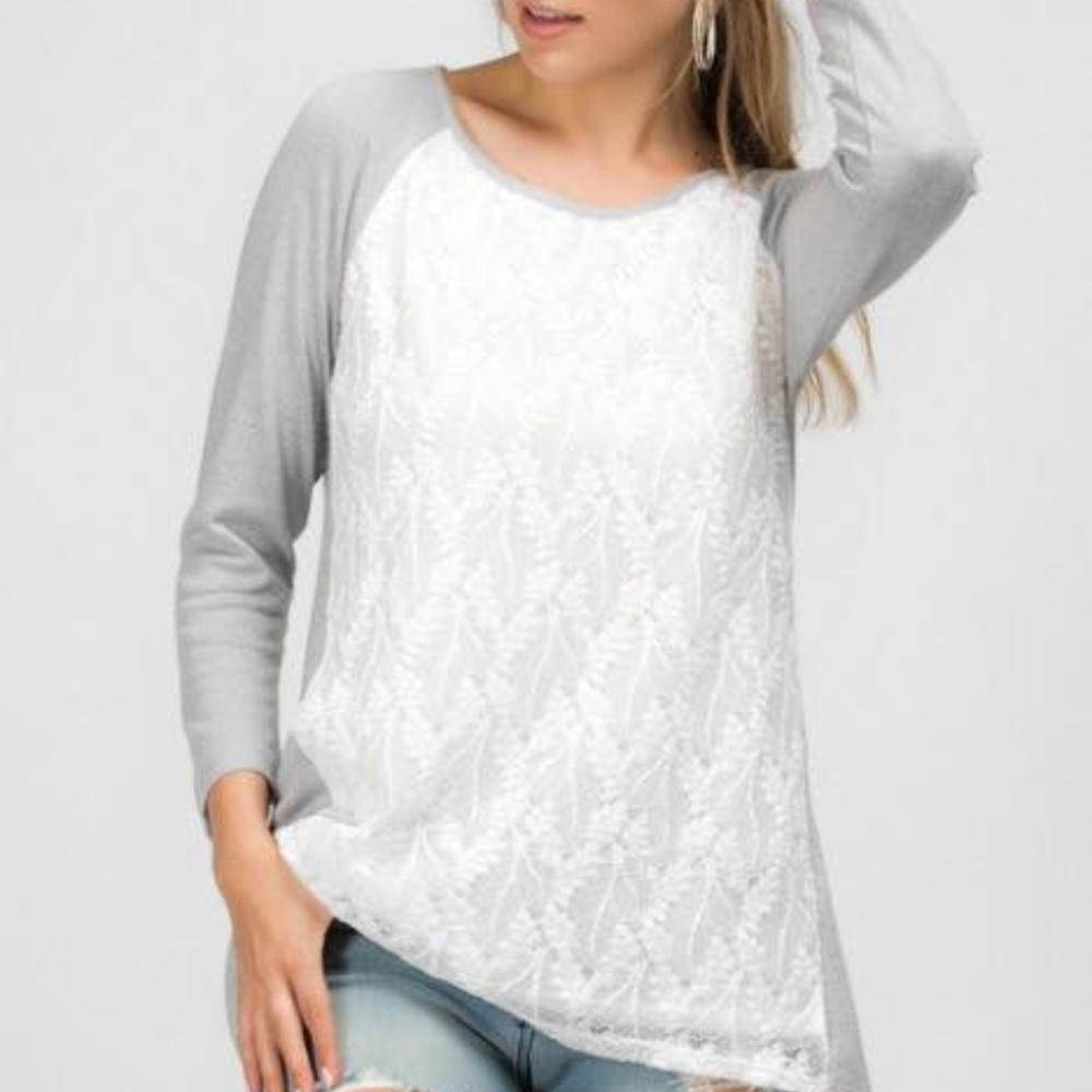 CLEARANCE!!! 3/4 Sleeve Lace Front Top